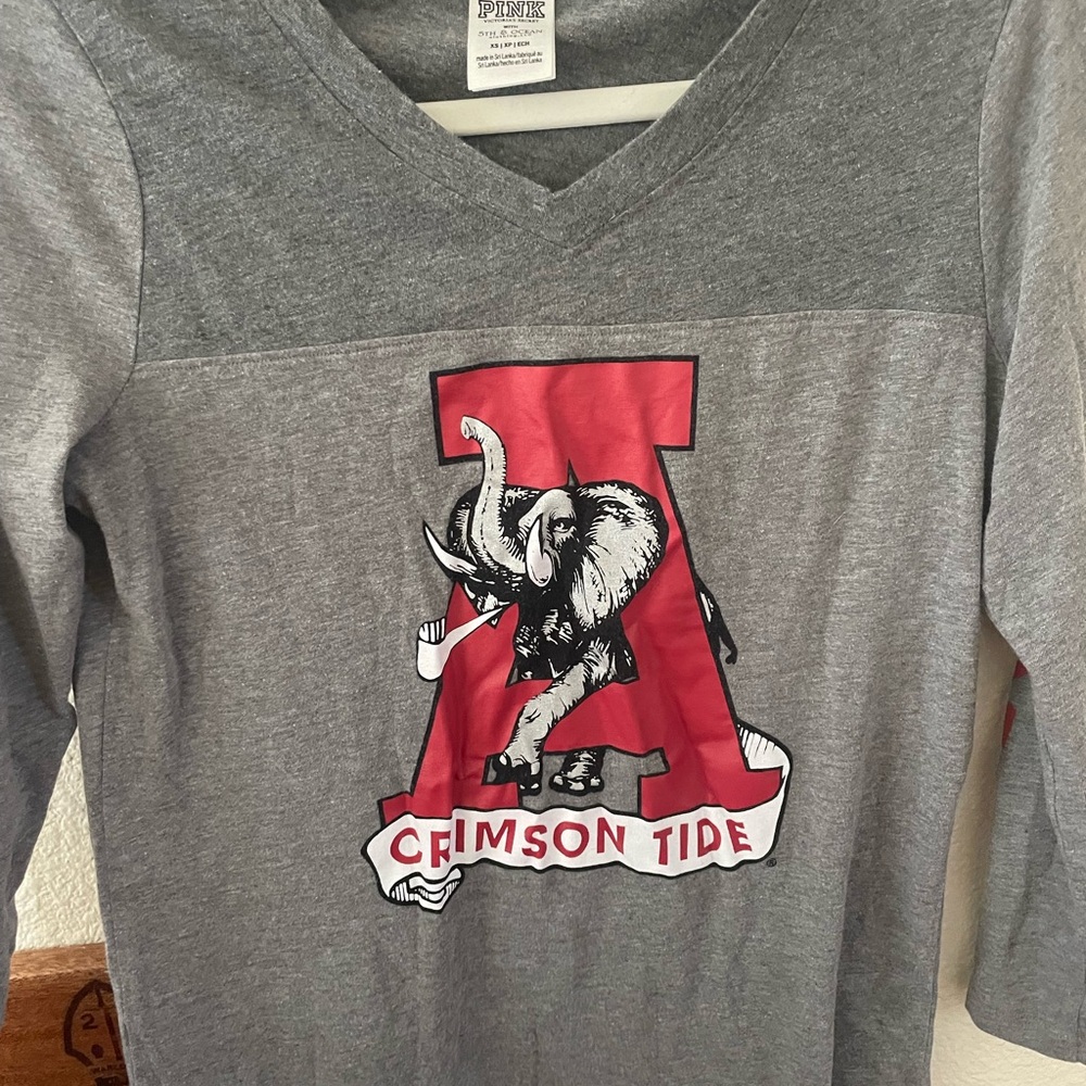 PINK Victoria's Secret Gray and Red Long Sleeve Tee alabama